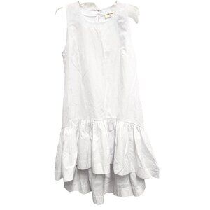 Well Need Womens Hi‎ Low Sleeveless Dress Medium White Flounce Minimalist Casual